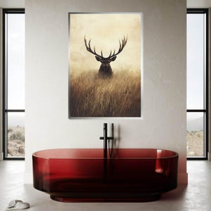 Majestic Stag Canvas, Deer Wall Art, Wildlife Canvas Art, Forest Animal Poster, Wall Art Canvas Design, Ready To Hang Decoration image 4