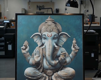 Ganesha Canvas, Elephant Head Deity Canvas Art,Hindu God Art, Wall Art Canvas Design, Spiritual Home Decor,Ready To Hang Decoration,Gift Art