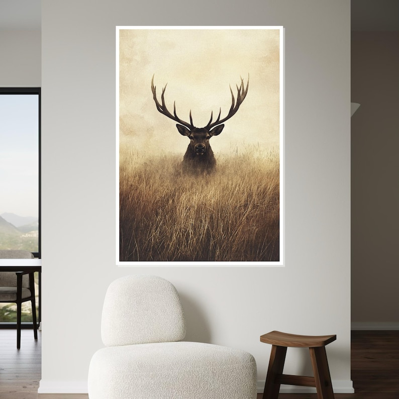 Majestic Stag Canvas, Deer Wall Art, Wildlife Canvas Art, Forest Animal Poster, Wall Art Canvas Design, Ready To Hang Decoration image 5