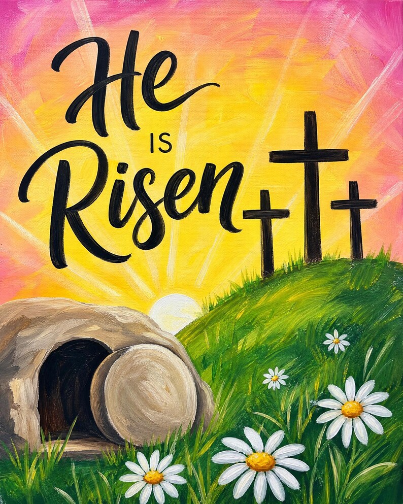 He is Risen DIY Paint Party Tracer | Pre Drawn Canvas Outline | Paint ...