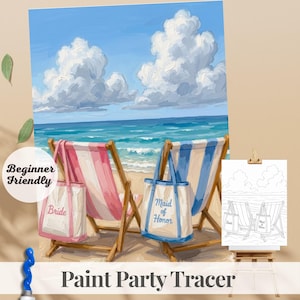 Bridal Party DIY Paint Party Printable Tracer Pre-Drawn Canvas Outline Sip & Paint Template Download Bachelorette Beginner Level Bridesmaid
