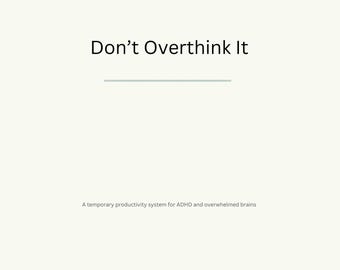 No lo pienses demasiado: Planificador diario imprimible para TDAH / Sistema de productividad temporal para cerebros abrumados / Descarga digital