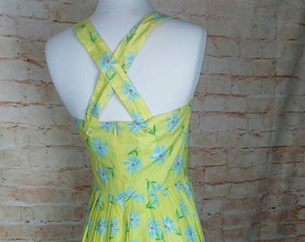 Laura Ashley 90s Yellow Daisy Sundress Midi Size 6