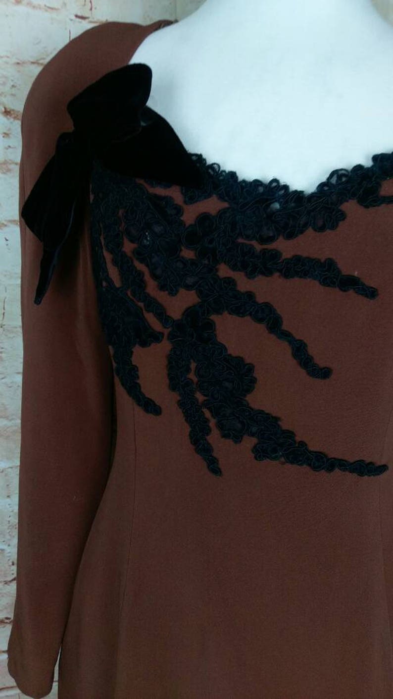 Sam Carlin Neiman Marcus Brown Silk Dress 80s Size 4