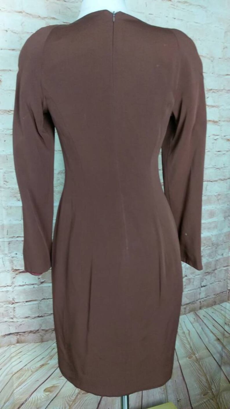 Sam Carlin Neiman Marcus Brown Silk Dress 80s Size 4