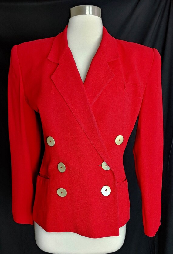 Norma Kamali Red 80s Suit Jacket Blazer Sz 4