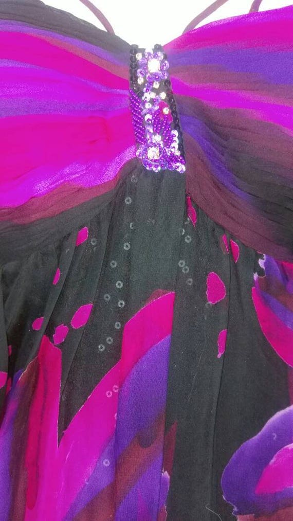 Diane Freis 90s Silk Sequin Cocktail Dress sz 8 - image 2