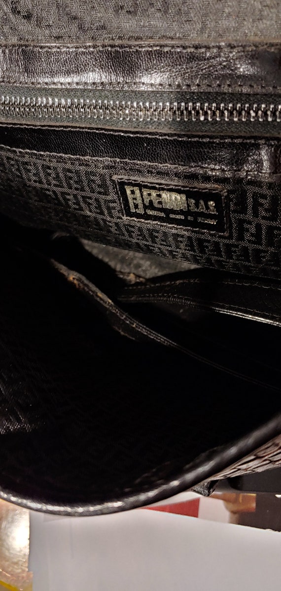 Fendi Clutch Black Woven Leather w Shoulder Strap - image 7