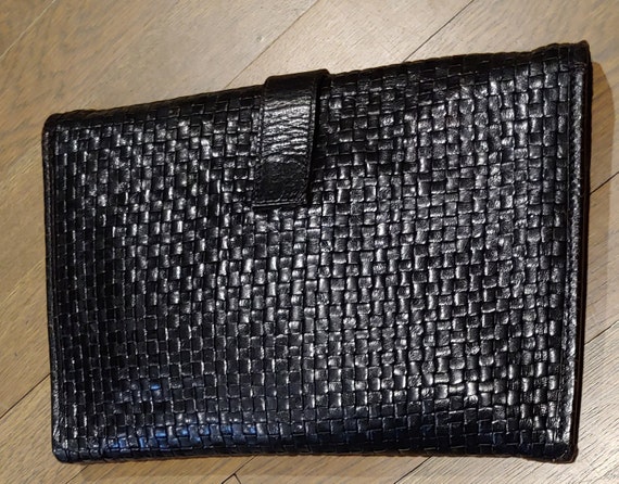 Fendi Clutch Black Woven Leather w Shoulder Strap - image 2