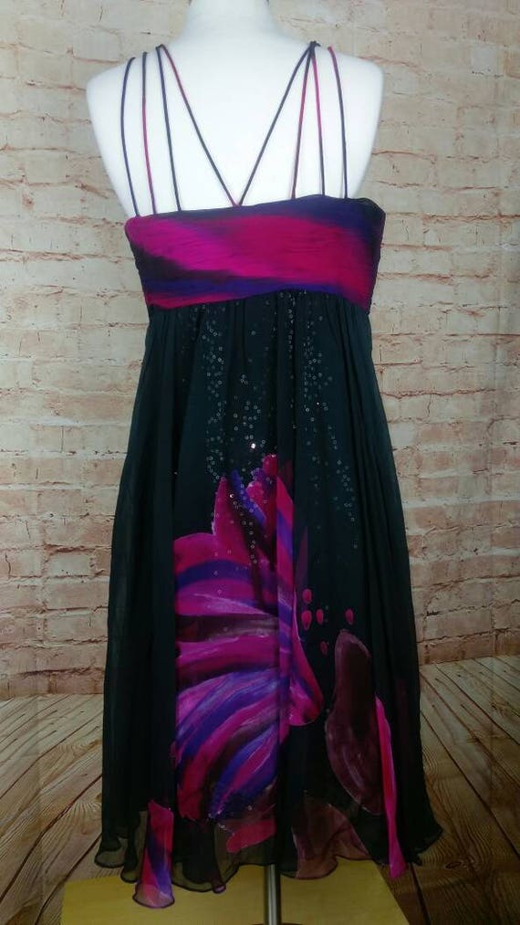 Diane Freis 90s Silk Sequin Cocktail Dress sz 8 - image 3