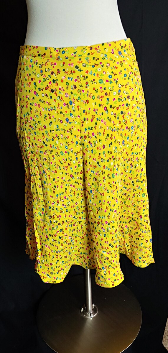 Istante by Versace 90s Yellow Silk Tiny Floral Pr… - image 1