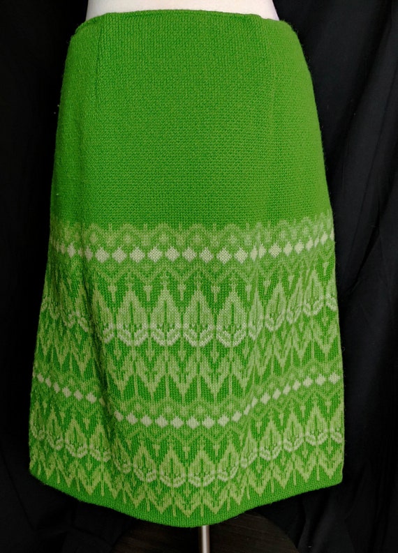Nordic Wool Green Knit A-line Side-zip 70s Skirt 2