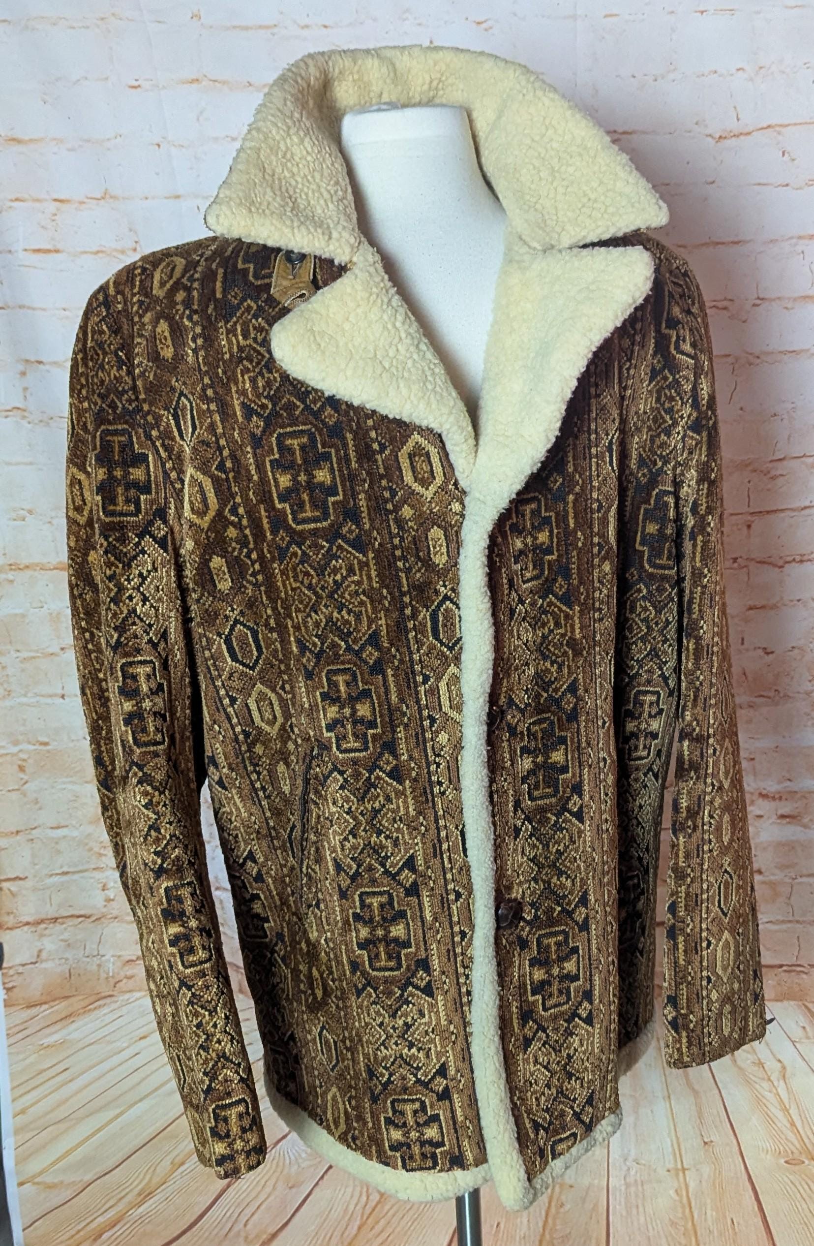 Iconic Vintage 70s Lakeland Brown Tapestry Coat Sz 42 - Etsy