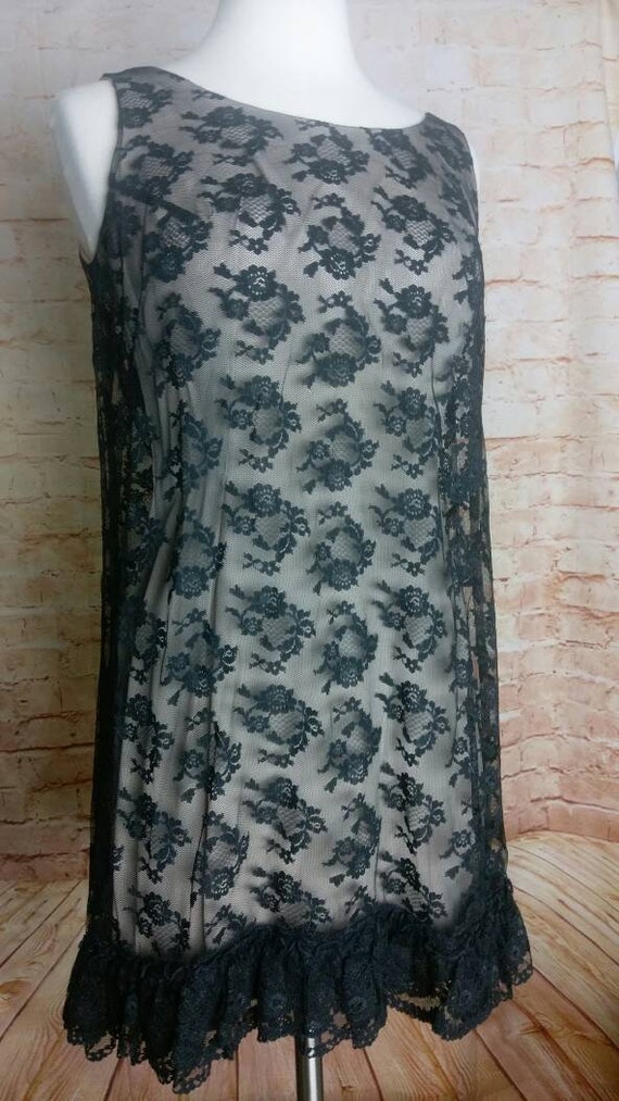 60s Baby Doll Lace Illusion Mini Cocktail Dress Sz 4 Gem