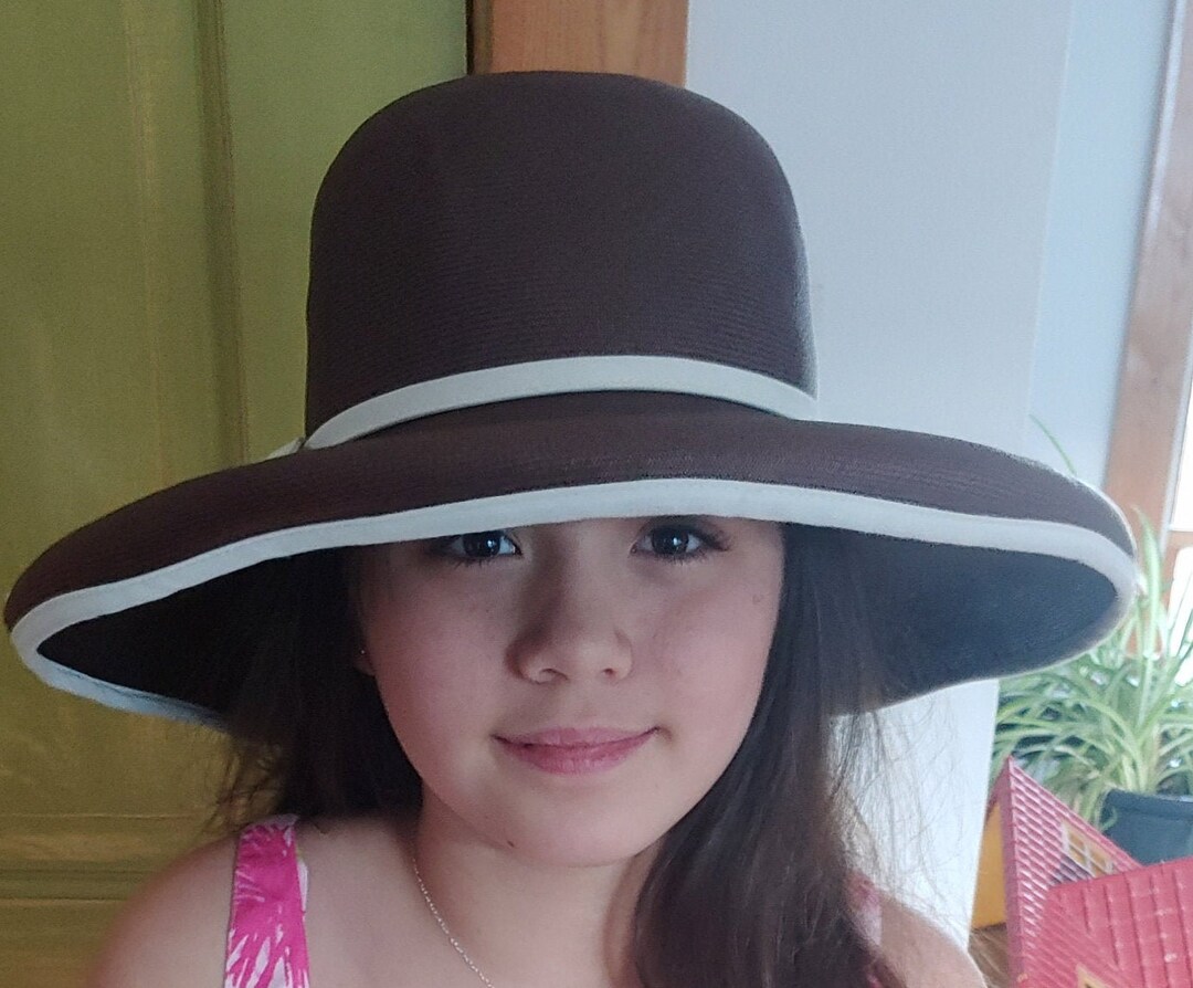 Frank Olive Private Collection vintage 1970’s colorful wide brim straw hat Frank Olive Private Collection Wide Brim Straw Hat Rose Gold  main image 4