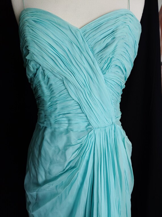 aqua silk dress