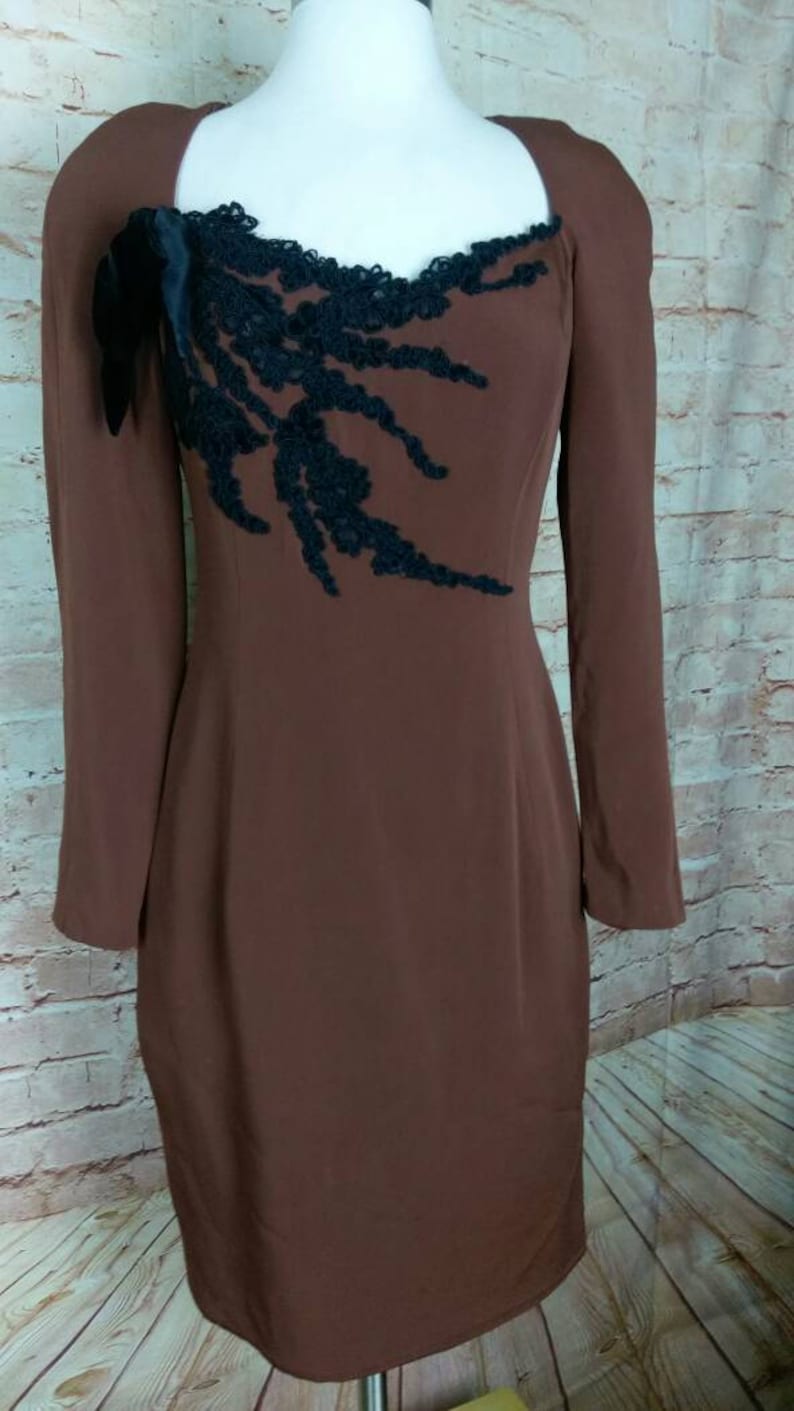 Sam Carlin Neiman Marcus Brown Silk Dress 80s Size 4