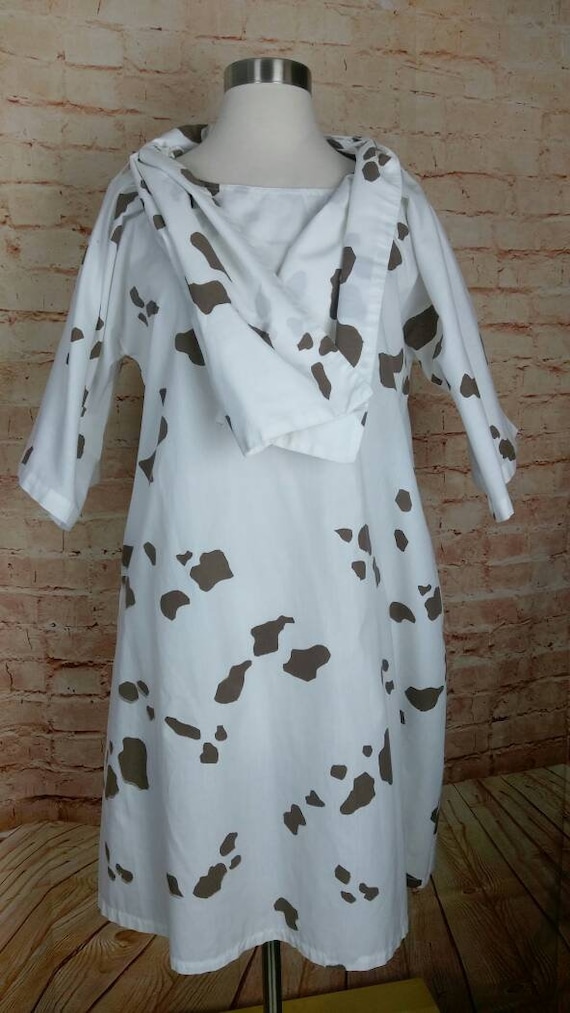 Jim Tillett Dress Brown Cow Print on White Cotton 