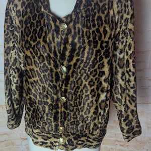 80s Faux Leopard Jacket Sz M