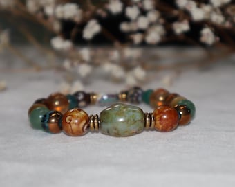 Pulsera de piedras preciosas mixtas terrosas: joyería bohemia hecha a mano
