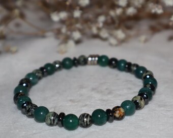 Pulsera de conexión a tierra y sanación: aventurina verde y cuentas de cristal de ágata arbórea