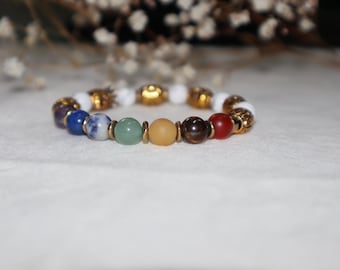 Pulsera de sanación de los 7 chakras: pulsera de cuentas de cristal con piedras naturales