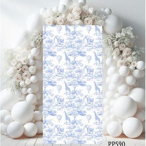 PP590FS SB BLUE safari TOILE print flat top panel, stands not included scored for shipping purposes