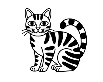 Cute Cat Line Art SVG