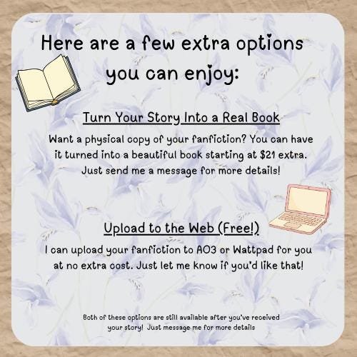 Custom Fanfiction Story (1 Chapter) | Any Character, Any Fandom ...