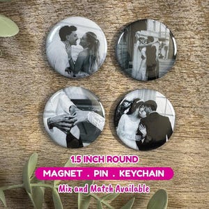 Aangepaste fotoknop, magneet, speld, sleutelhanger • Aandenkenbedankje (1,5 inch)