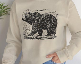 Vintage Bear Engraved Look Sweatshirt | Wildlife Theme