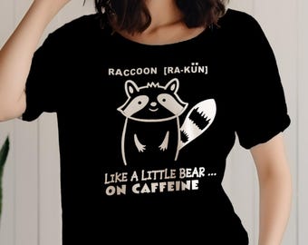 Funny Raccoon T-Shirt: Caffeine Addict Unisex Tee