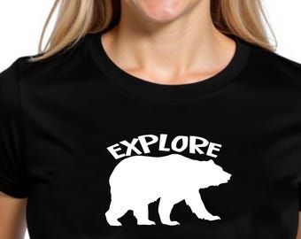 Explore Bear Graphic Tee: Unisex Heavy Cotton T-Shirt