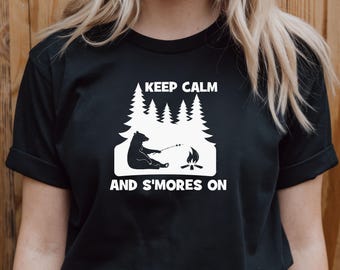 Funny Camping T-Shirt: Keep Calm and S'mores On Unisex Tee