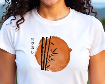 Bamboo Sunset T-Shirt | Japanese Wabi-Sabi Style Minimalist  Tee