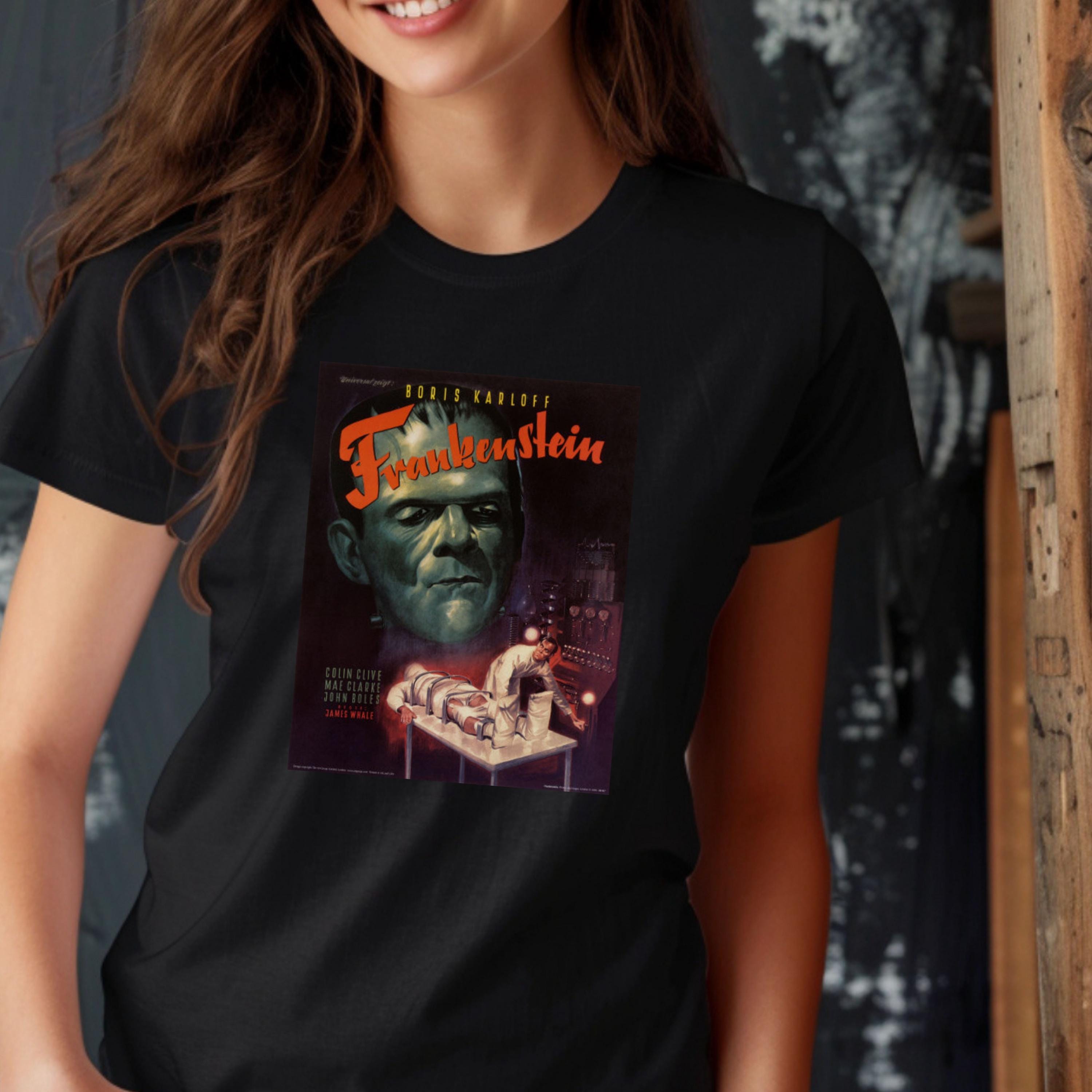 Frankenstein Movie Poster Graphic Tee: Retro Horror Film T-shirt 