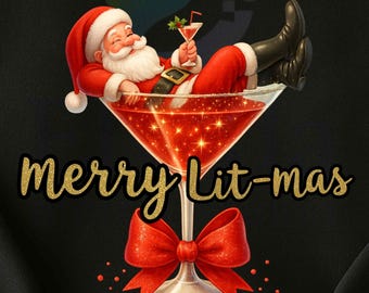 Feliz Navidad Santa PNG, diseño de sublimación de cóctel navideño