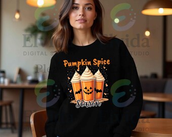 Pumpkin Spice Latte PNG: Fall Halloween Coffee Design (Digital Download)