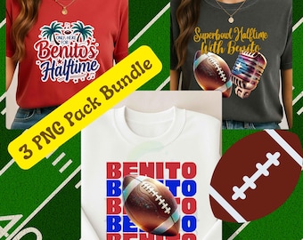 Benito Halftime PNG-bundel, clipartpakket voetbalwedstrijddag, Super Bowl-shirtontwerpen