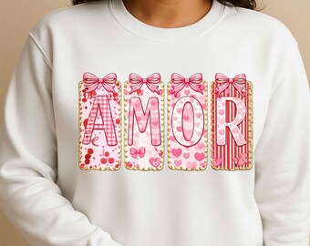 Amor Valentine PNG Pink Bow Letter Design Cute Love Digital Download