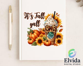 Texas Herbst Kaffee PNG: Kürbis Sonnenblume Clipart (digitaler Download)