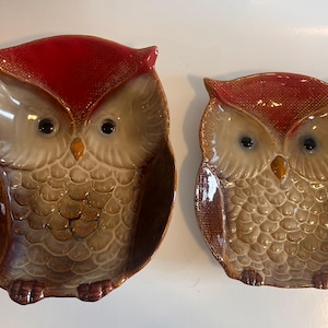 Vintage Owl Dishes: Ceramic Serveware Set, Mid-Century Kitchen Decor
