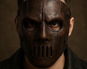 Dark Brown Leather Face Mask – Handmade Steampunk Cosplay, Gothic Halloween & Post-Apocalyptic Costume