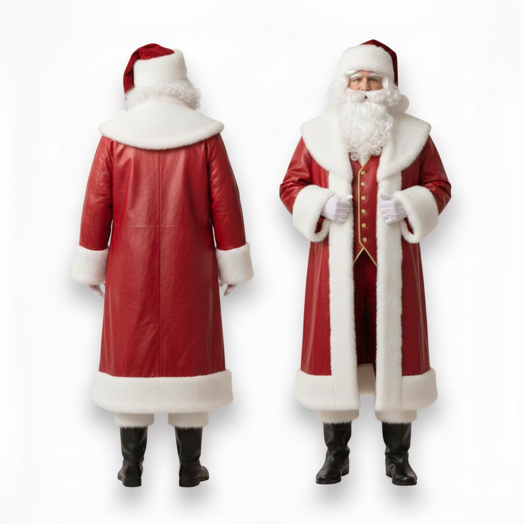 Costume Père Noël Adulte Deluxe - Ensemble 9 Pièces (Veste, Pantalon, Chapeau, Barbe, Ceinture, Gants, Covers Bottes) - Taille S à XL Et Plus