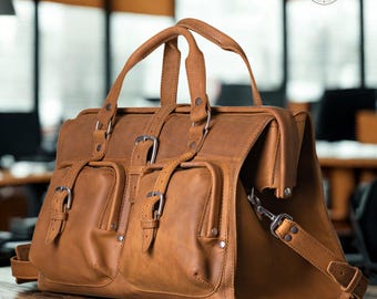 Handmade Leather Doctor Bag for Men & Women | Vintage Brown Leather Doctor Bag | Medical Bag, Travel Satchel, Personalized Leather Briefcase