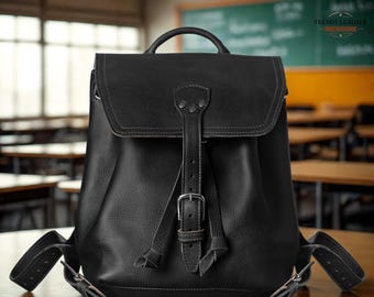 Handmade Leather Drawstring Backpack | Full Grain Leather Laptop Backpack | Personalized Leather Bag | Fits 16" MacBook Pro