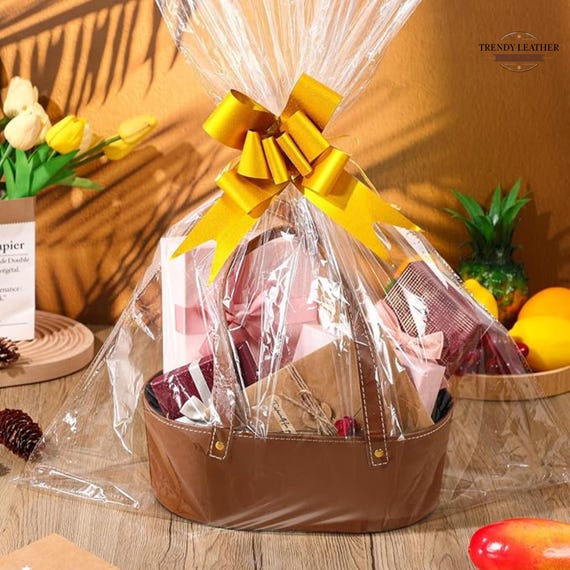 Handmade Full-Grain Leather Gift Basket – Personalized Storage Box for Him Her