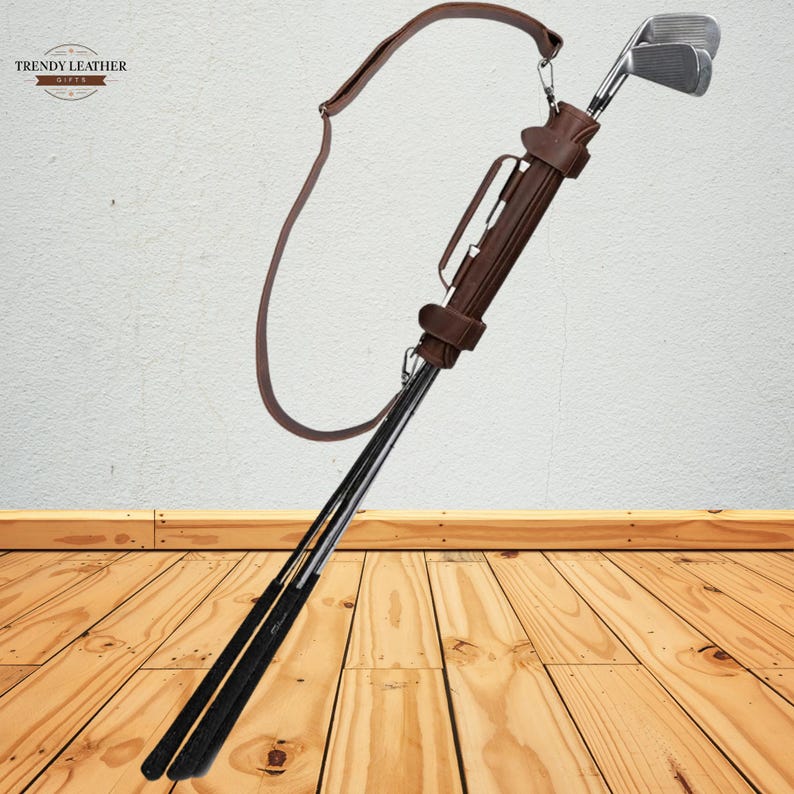 Handmade Leather Golf Club Carrier Sleeves Bag with Shoulder Strap, Best Christmas Gift