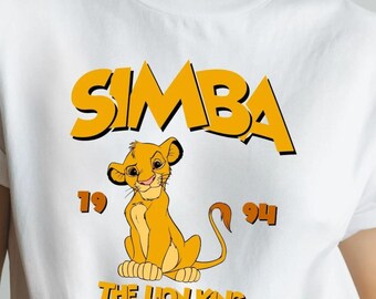 Camiseta de Simba del Rey León: Arte Disney vibrante - Tela de algodón suave, ideal para toda la familia, ideal para celebrar cumpleaños