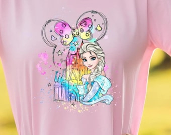 Frozen Elsa Shirt Disney Princess Tee: Watercolor Design, Soft Cotton Blend | Personalized Gift, Birthday Present | Kids-Adult Sizes